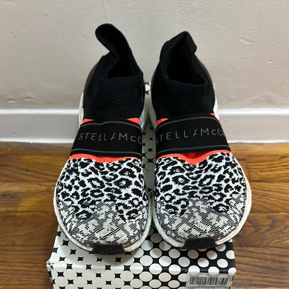 Stella McCartney Black and White Leopard Print Sneakers